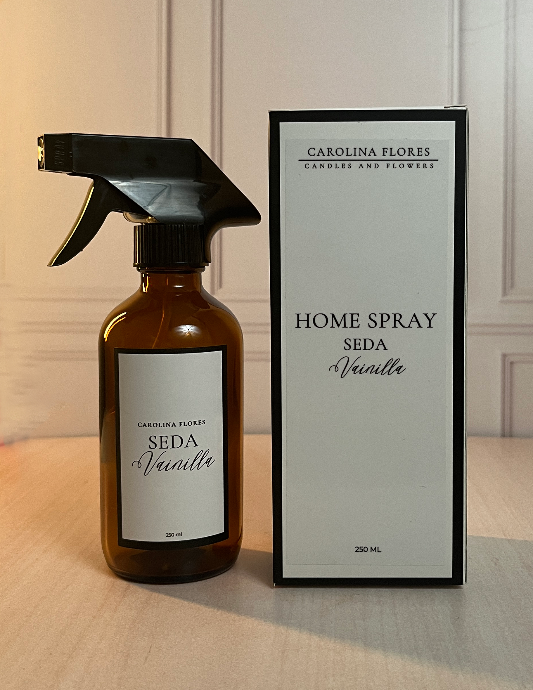 Home Spray Seda Vainilla 250 ml en botella de vidrio